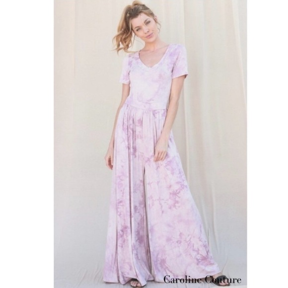 NWT Caroline Couture Tie Die Wide Leg Stretchy Jumpsuit - Picture 5 of 5